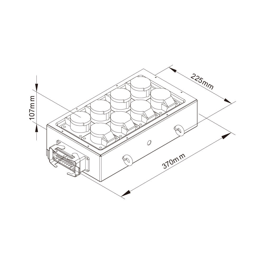 PDB-005 - Steel Power Box dimension diagram
