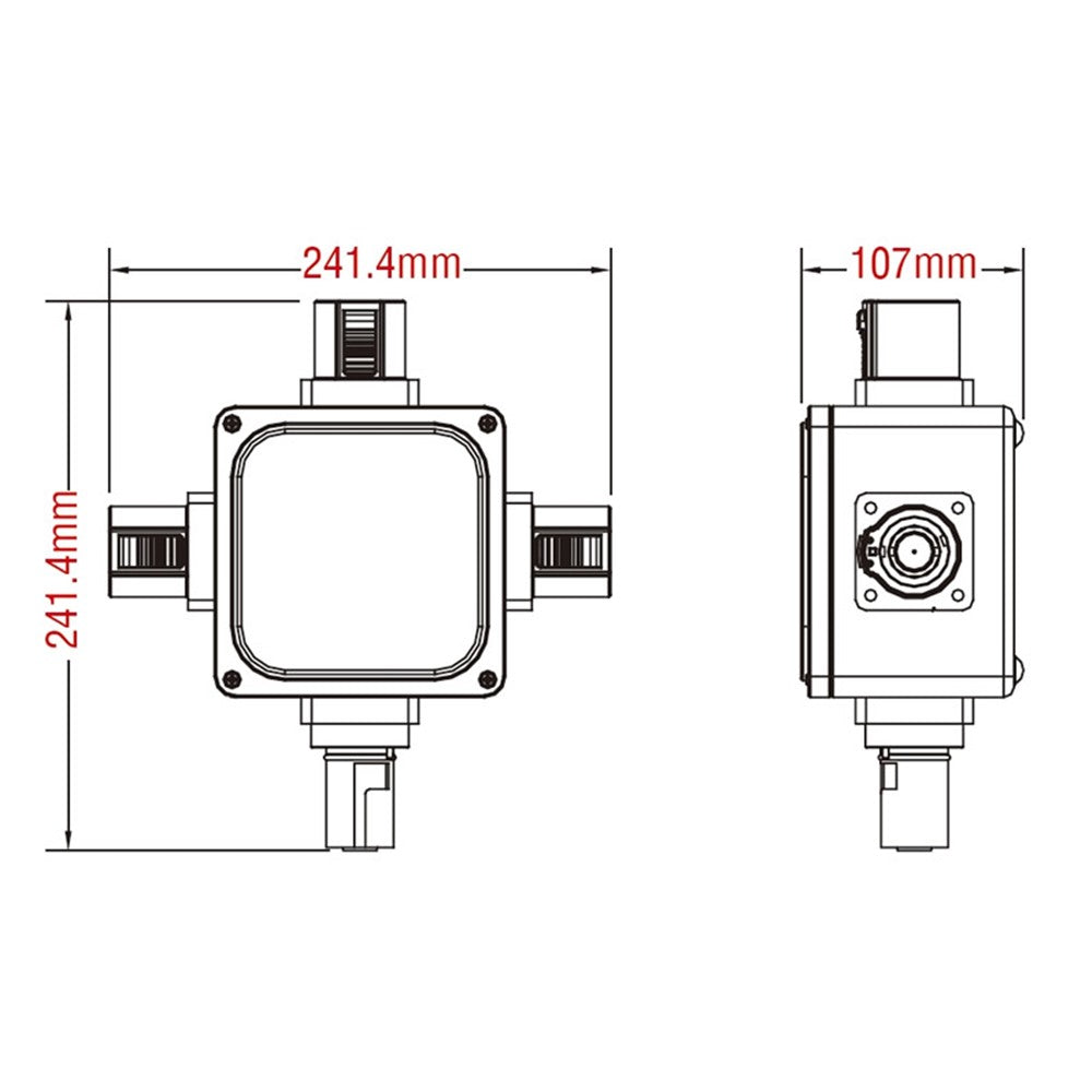 PDB-C1303B - KUPO PowerFit 400 A Rubber Cubic Power Distro Box - Bluedimension diagram