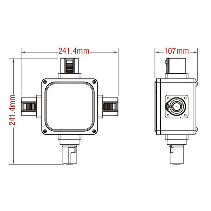PDB-C1303B - KUPO PowerFit 400 A Rubber Cubic Power Distro Box - Bluedimension diagram