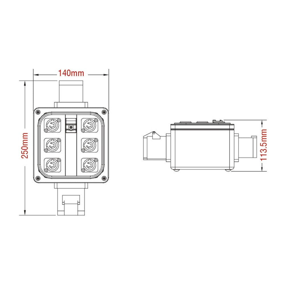 PDB-C1601D - Power Distro Box dimension diagram