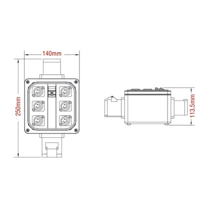 PDB-C1602 - Power Distro Box dimension diagram