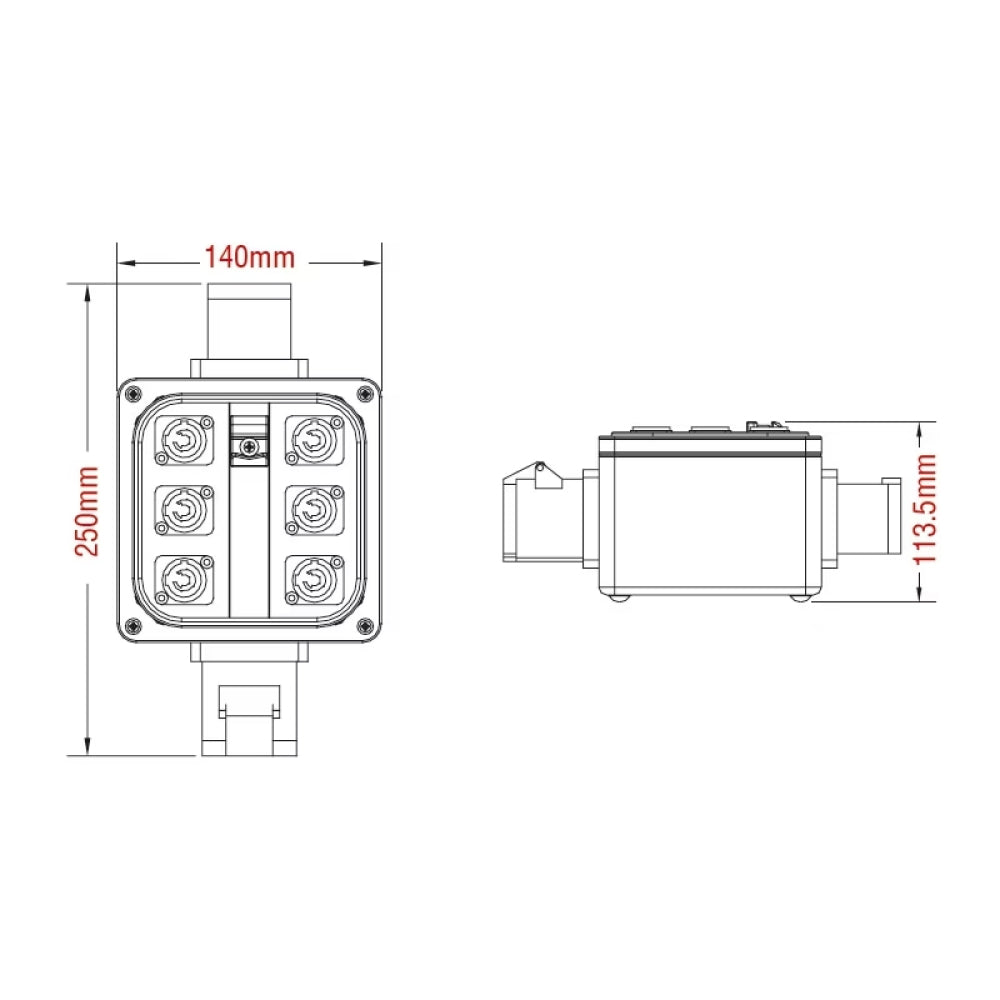 PDB-C1603 - Power Distro Box dimension diagram