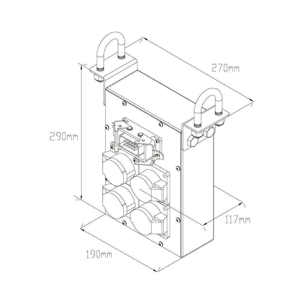 PDB-CH01 - Steel Power Boxdimension diagram