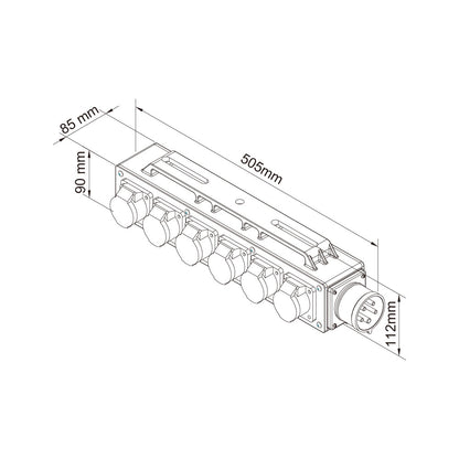 PDB-P004-KDK - Plastic Power Box, dimension diagram