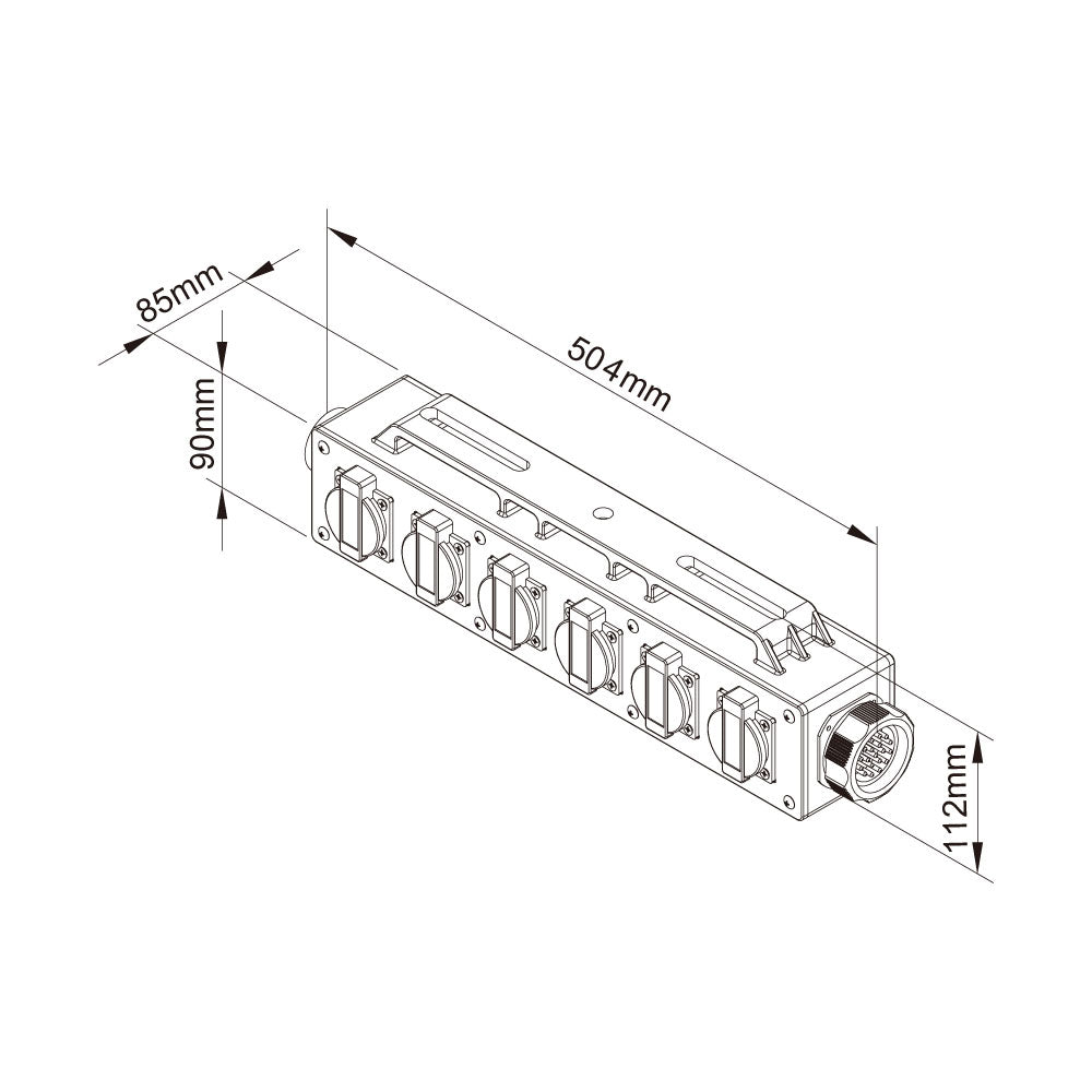 PDB-P004D - Plastic Power Box, dimension diagram