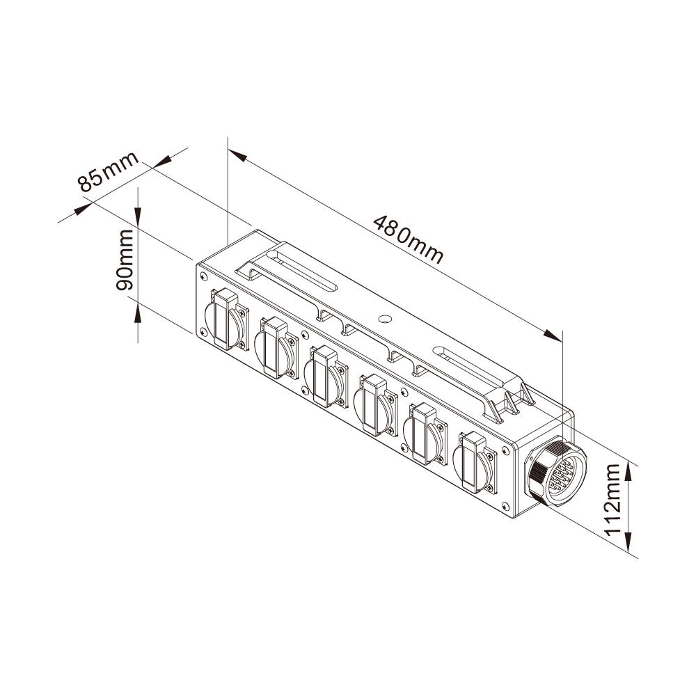 PDB-P004 - Plastic Power Box, dimension diagram