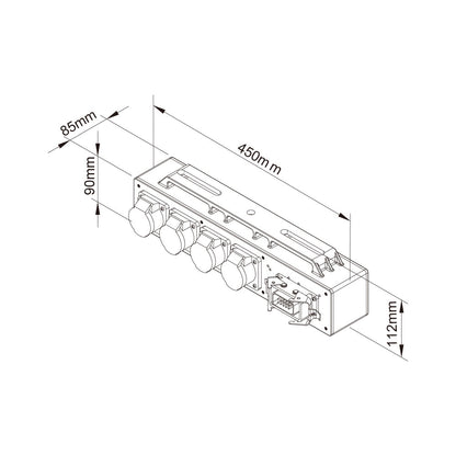 PDB-P005S - Plastic Power Box, dimension diagram