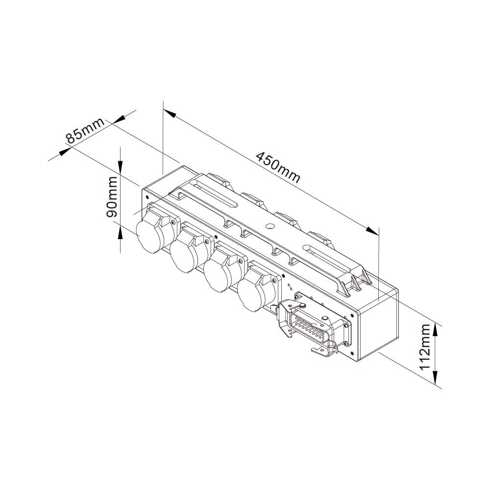 PDB-P005 - Plastic Power Box, dimension diagram