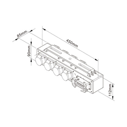 PDB-P005 - Plastic Power Box, dimension diagram