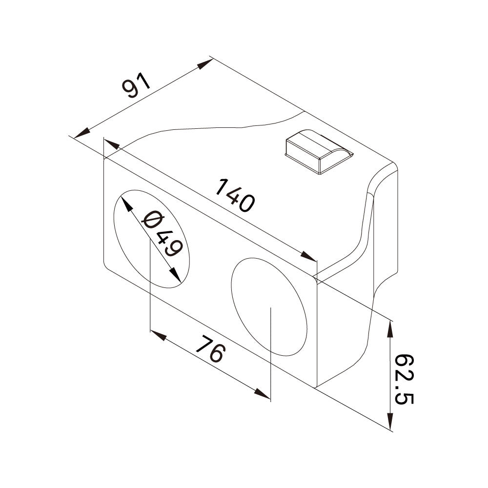 PDB-RB - Rubber Splitter Box, dimension diagram