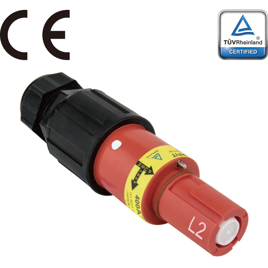 PFLD-2R-S120M40A - PowerFit 400 A Line Drain, L2 (Phase B) Red (NEC - North American)