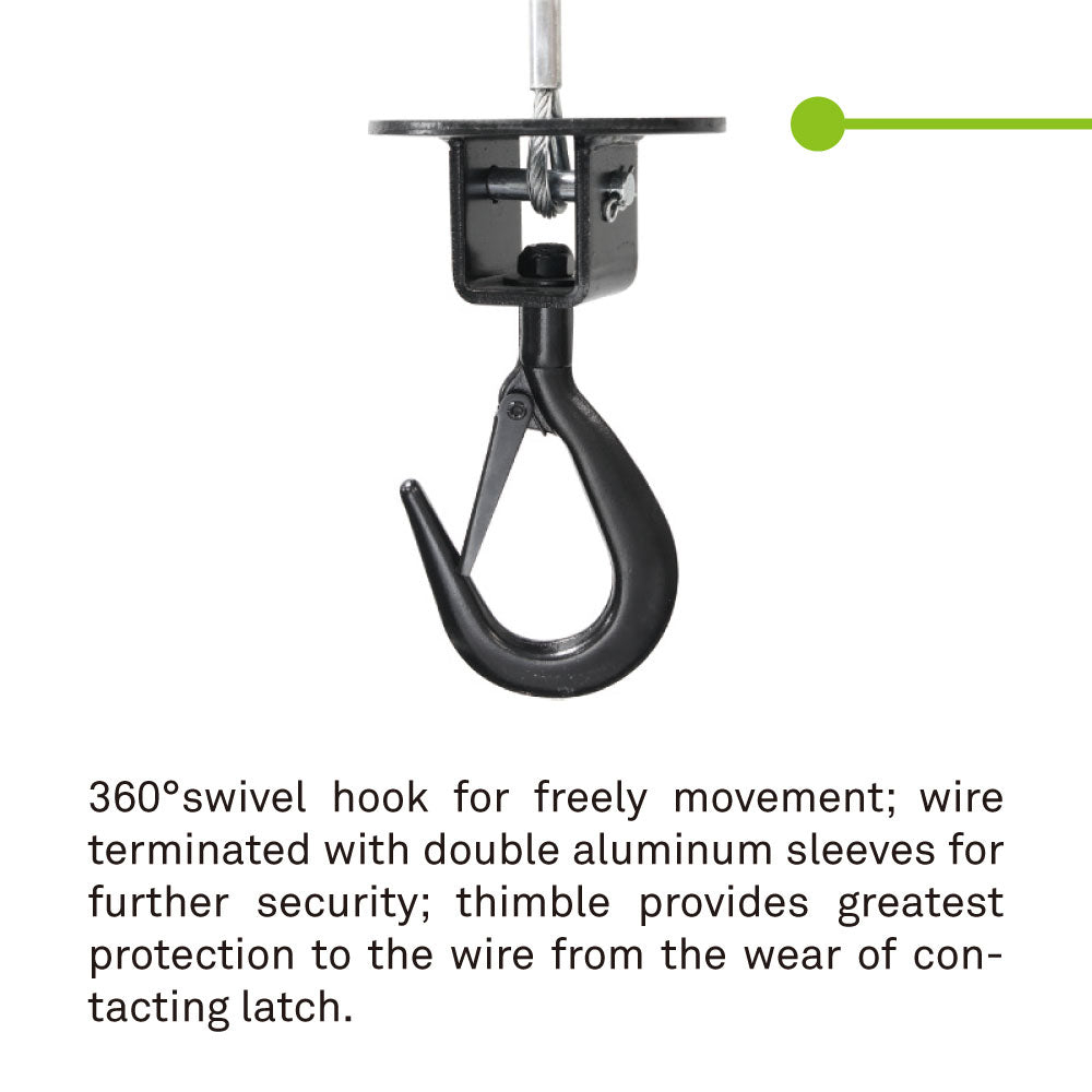 PL-200 - Single-Phase Wire Winch, 200 kg Capacity, swivel hook detail