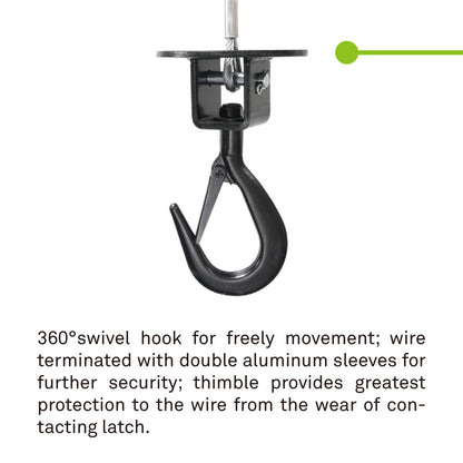 PL-200 - Single-Phase Wire Winch, 200 kg Capacity, swivel hook detail