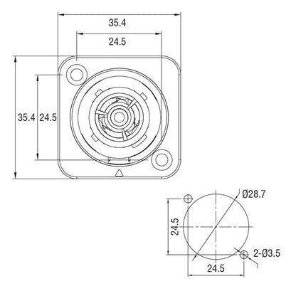 PL-3FPX - PL - 3 FPX Powerlead T1 Panel-Mount - Female, connector side detail