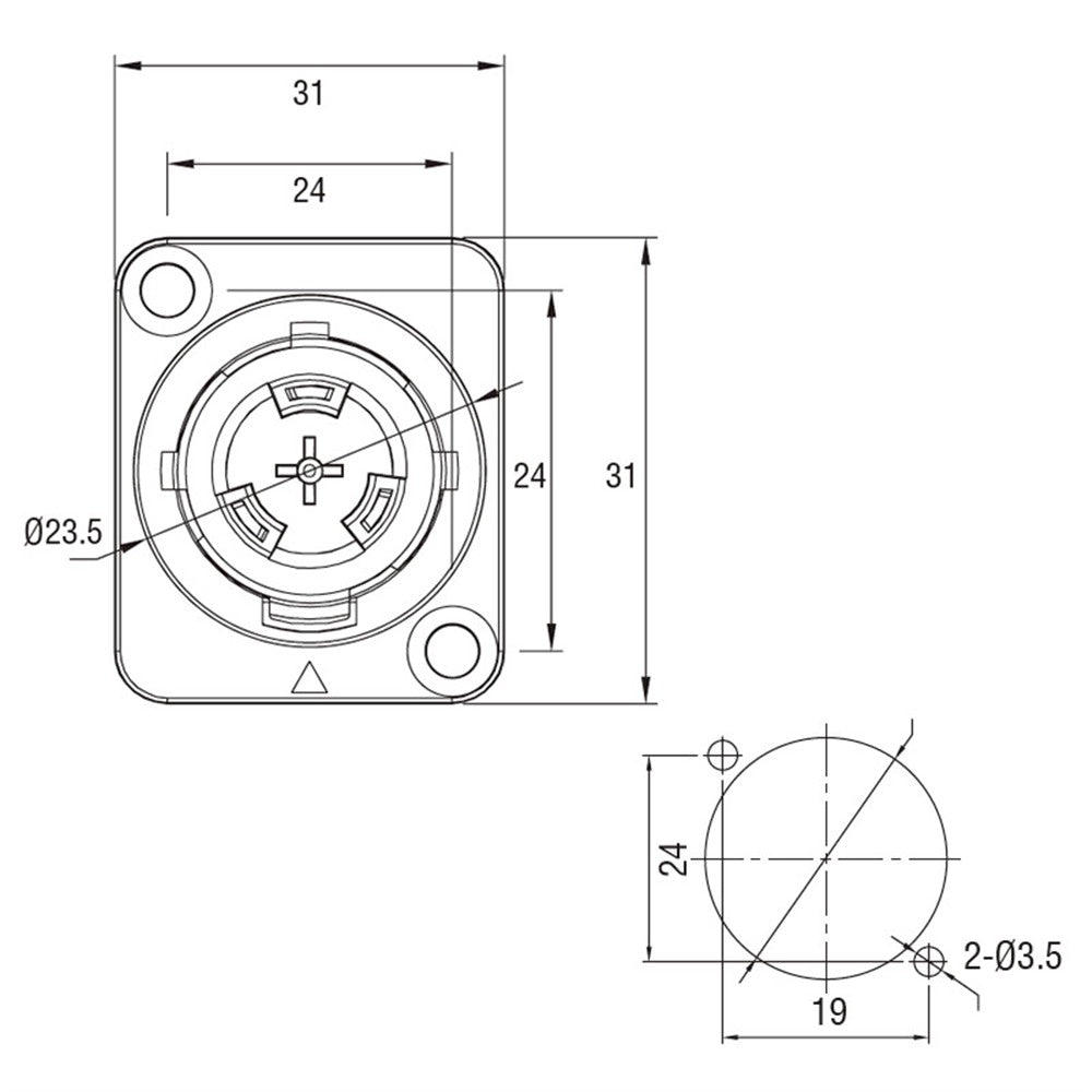 PL-3MPX - Male, connector side detail