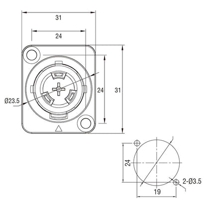 PL-3MPX - Male, connector side detail