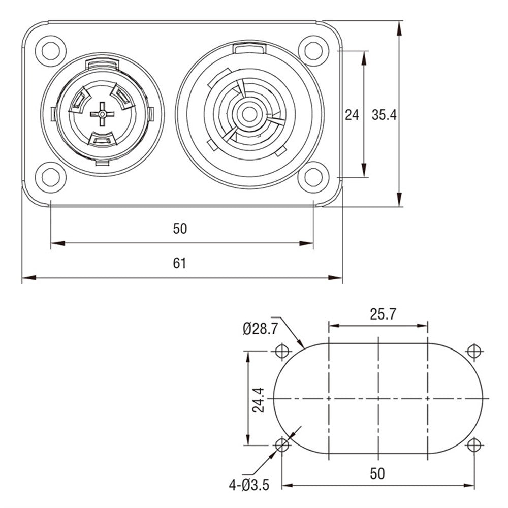 PL-3PX - Male and Female, connector side detail