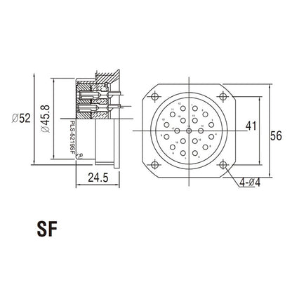 PLS-5219CSF - Panel Female, connector pin detail