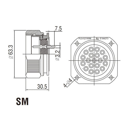 PLS-5219CSM - Panel Male, connector pin detail