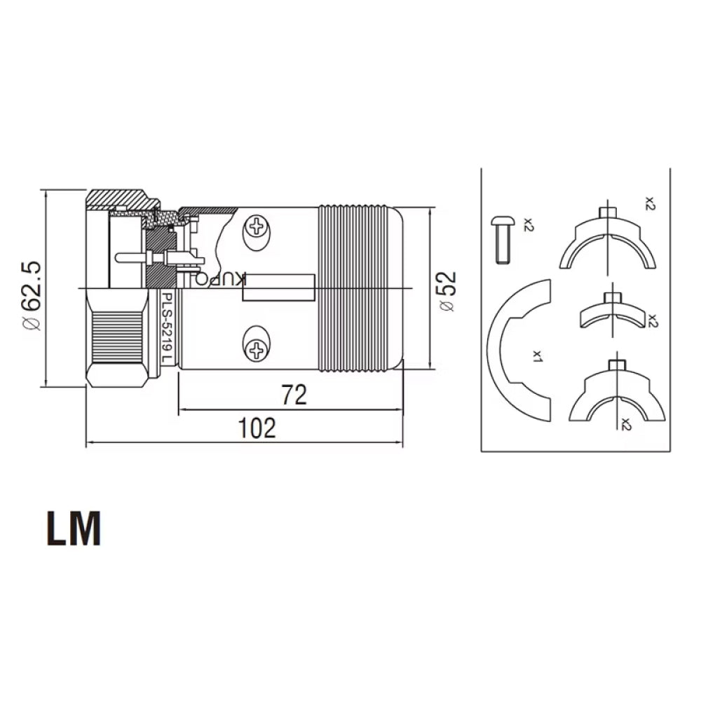 PLS-5219LM - Line Male, connector pin detail