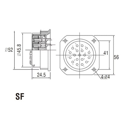 PLS-5219SF - Panel Female, connector pin detail
