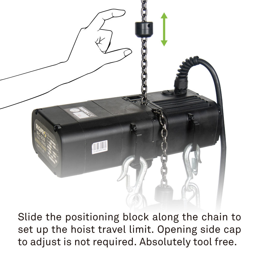 RC-250P - D8 Plus 250 kg Direct Control, chain travel limit adjustment