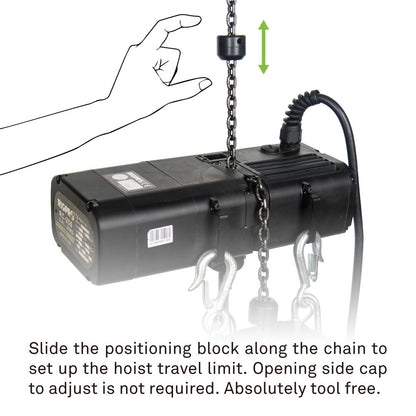 RC-250 - D8 Plus 250 kg Chain Hoist Direct Control, chain travel limit adjustment
