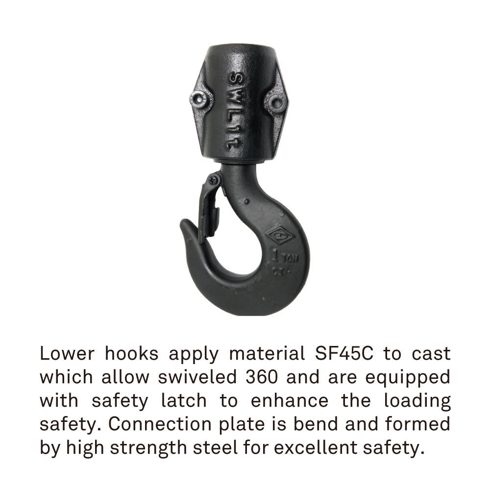 RH-500P - D8 500 kg Chain Hoist Direct control with MSP, lower hook detail