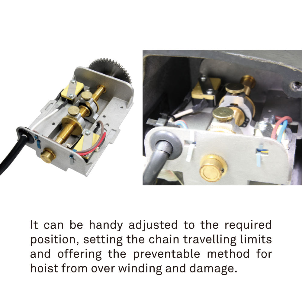 RH-500P - D8 500 kg Chain Hoist Direct control with MSP, chain travel limit adjustment