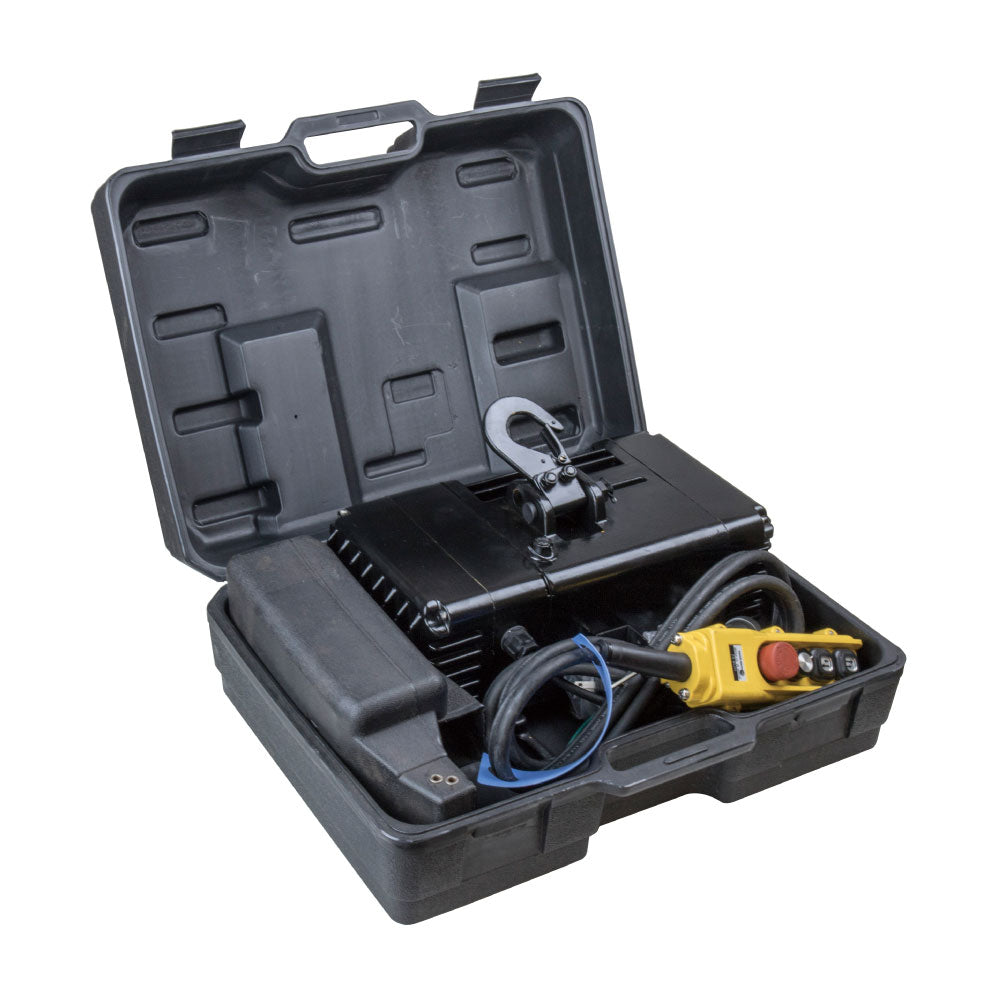 RH-SP24 - Single Phase Brushless DC 240 kg Chain Hoist with Pendant, open carrying case view