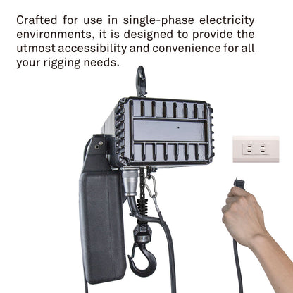 RH-SP24 - Single Phase Brushless DC 240 kg Chain Hoist with Pendant, wall power setup