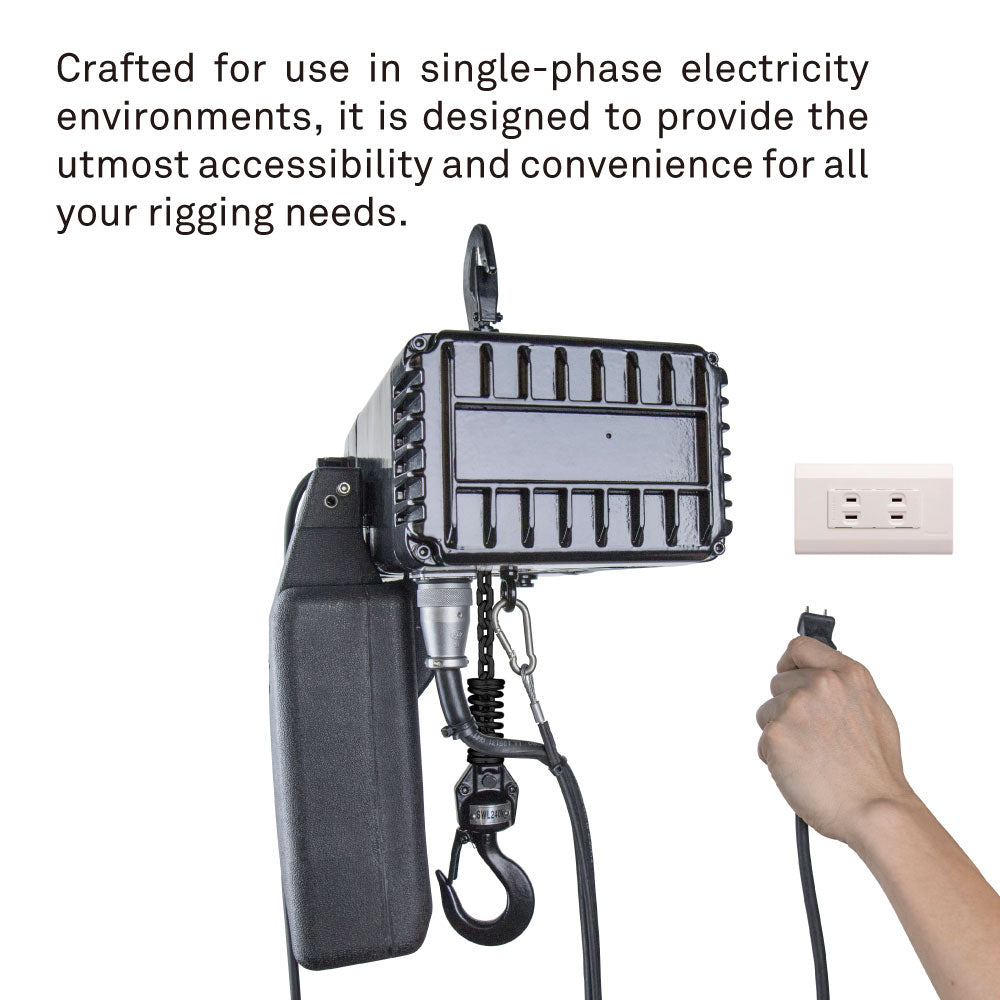 RH-SP48 - Single Phase Brushless DC 480 kg Chain Hoist with Pendant, wall power setup