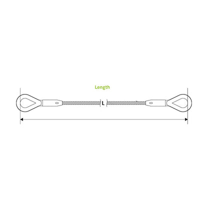 RSR-71903 - RIGPRO Steel Wire Rope Sling, 10 mm x 3 M, length diagram