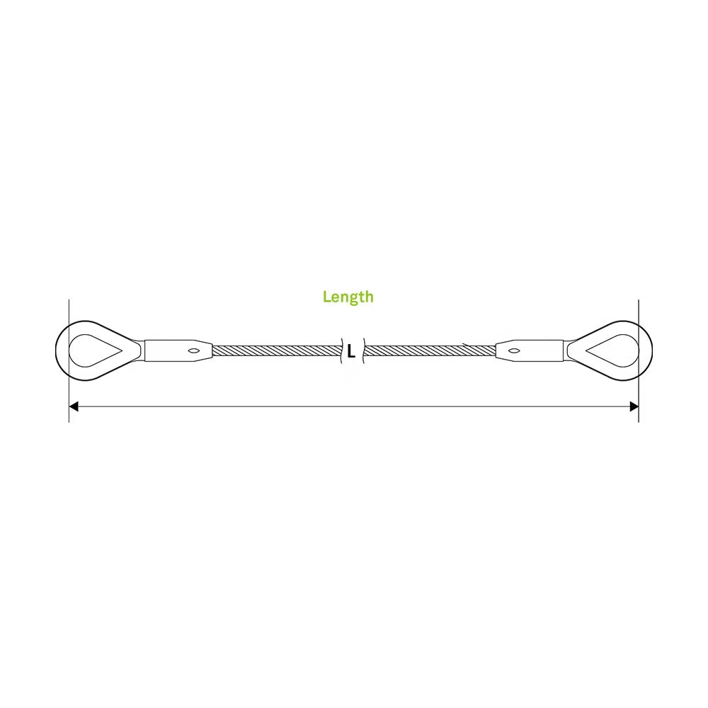 RSR-72003 - RIGPRO Steel Wire Rope Sling, 14 mm x 3 M, length diagram