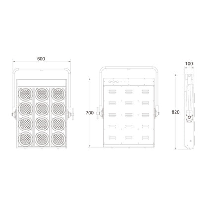 SB-3612 - KUPO 12-Lite Audience Blinder Unwired, dimension diagram