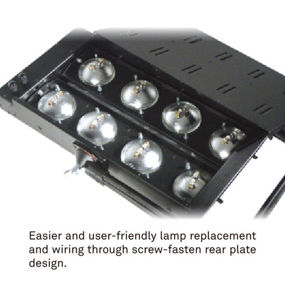 SB-361 - KUPO 1-Lite Audience Blinder, lamp replacement rear plate detail