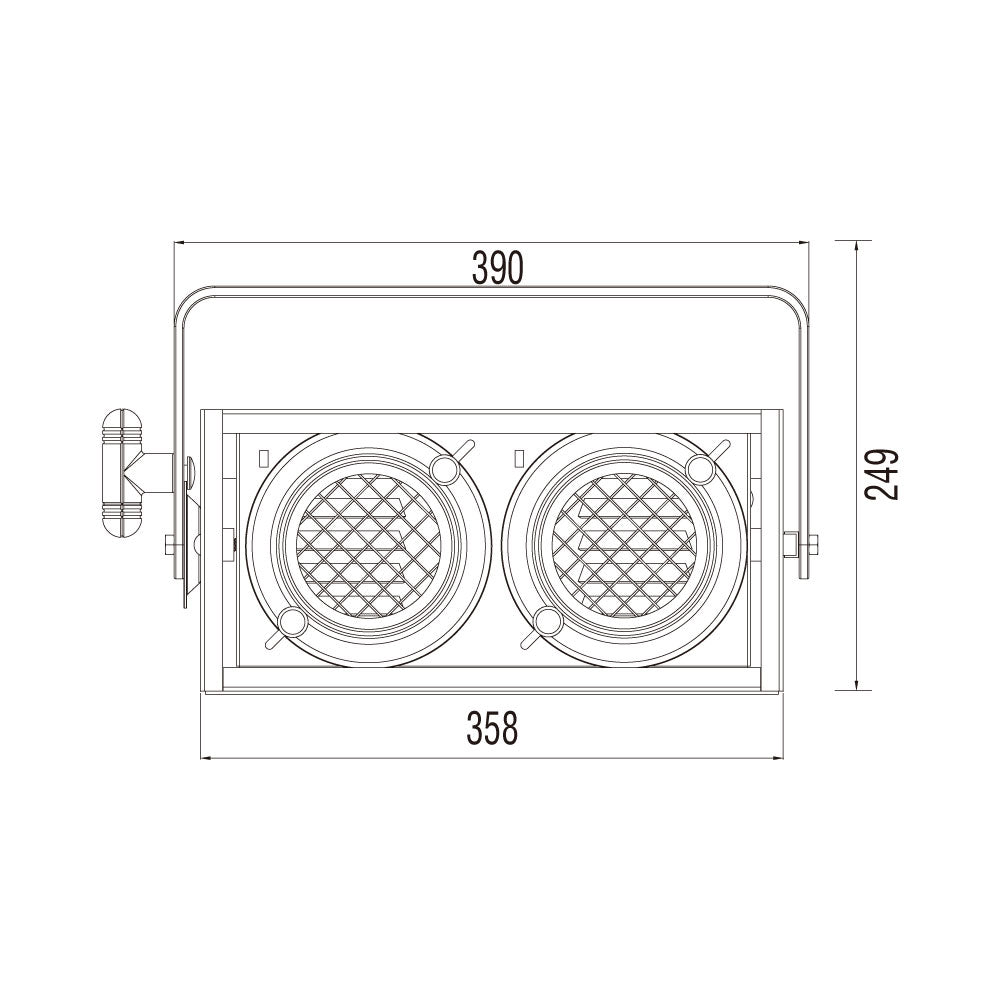 SB-362 - 2-Lite Audience Blinder, Unwired, dimension diagram