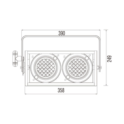 SB-362 - 2-Lite Audience Blinder, Unwired, dimension diagram