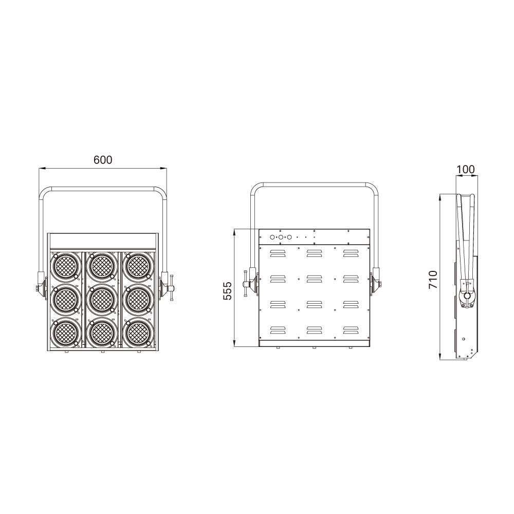 SB-369 - KUPO 9-Lite Bank Lite Unwired, dimension diagram