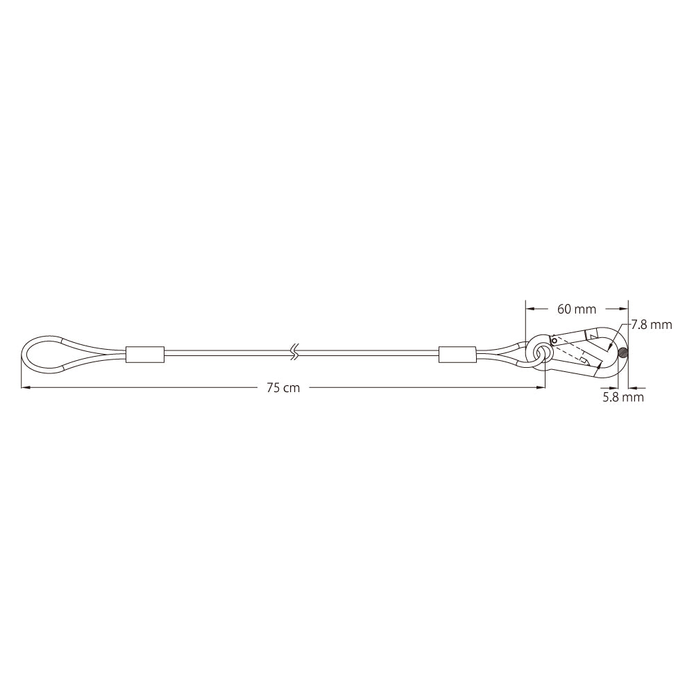 SW-01-B - Galvanized Safety Wire 3.2 mm, Black, end loop detail