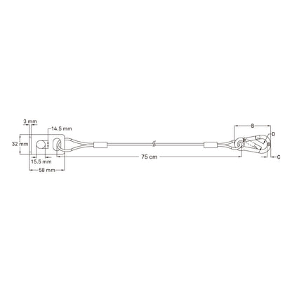 SW-01YP - Safety Wire with Yoke Plate, end loop detail
