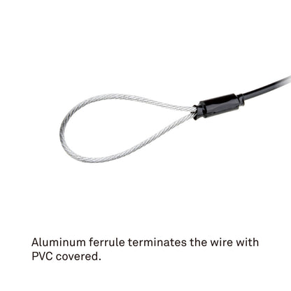 SW-04 - Safety Wire, Black PVC Jacket, fixture attachment setup