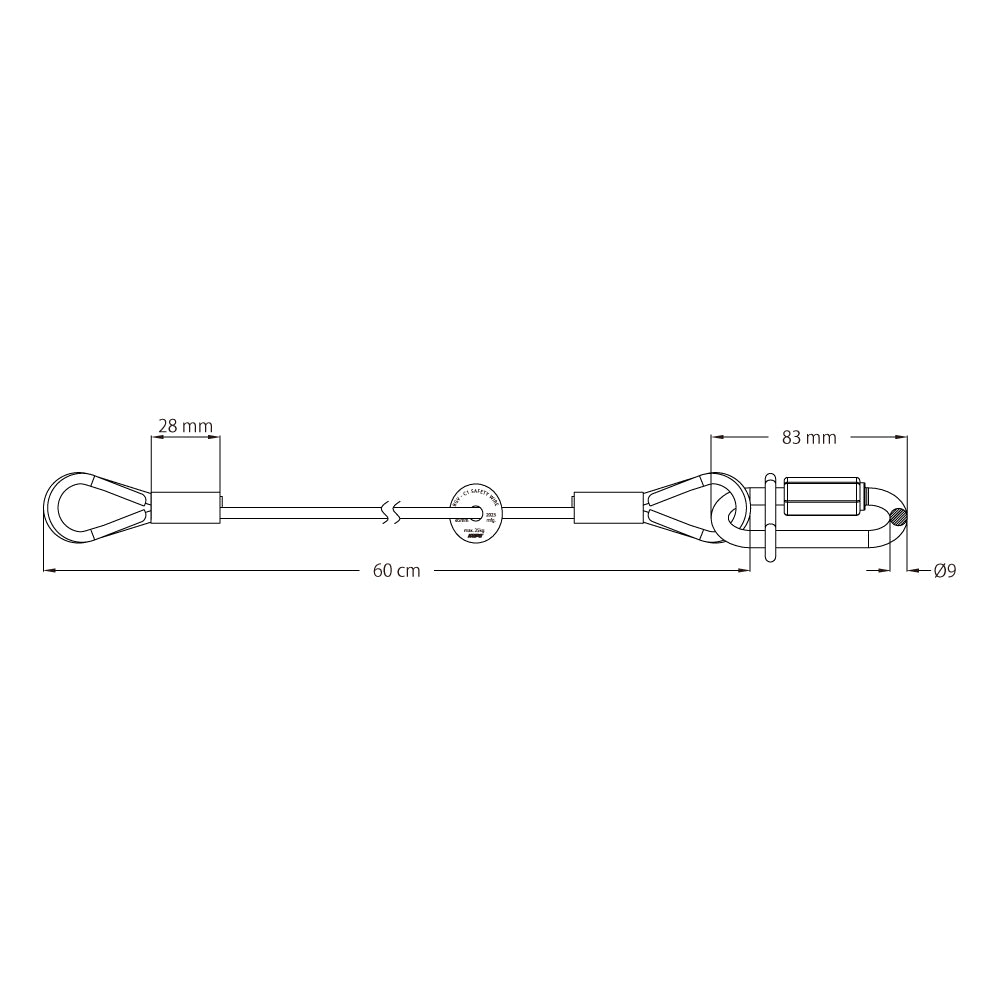 SW-E03 - 25 kg BGV - C1 Safety Wire, Silver, cable sleeve detail