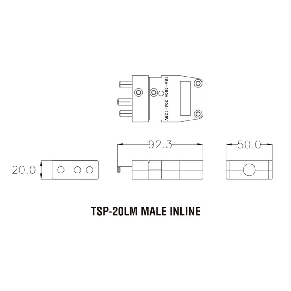 TSP-20LMC - Inline / Line Male Crimp, contact pin detail