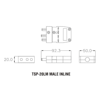 TSP-20LMC - Inline / Line Male Crimp, contact pin detail