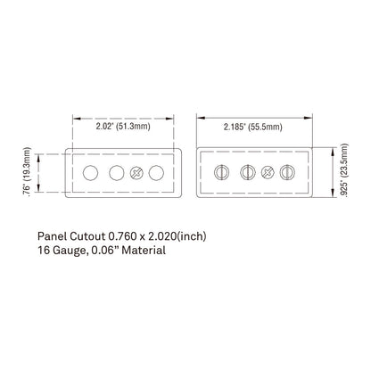 TSP-20SF - Panel-Mount / Surface Female, panel mounting detail