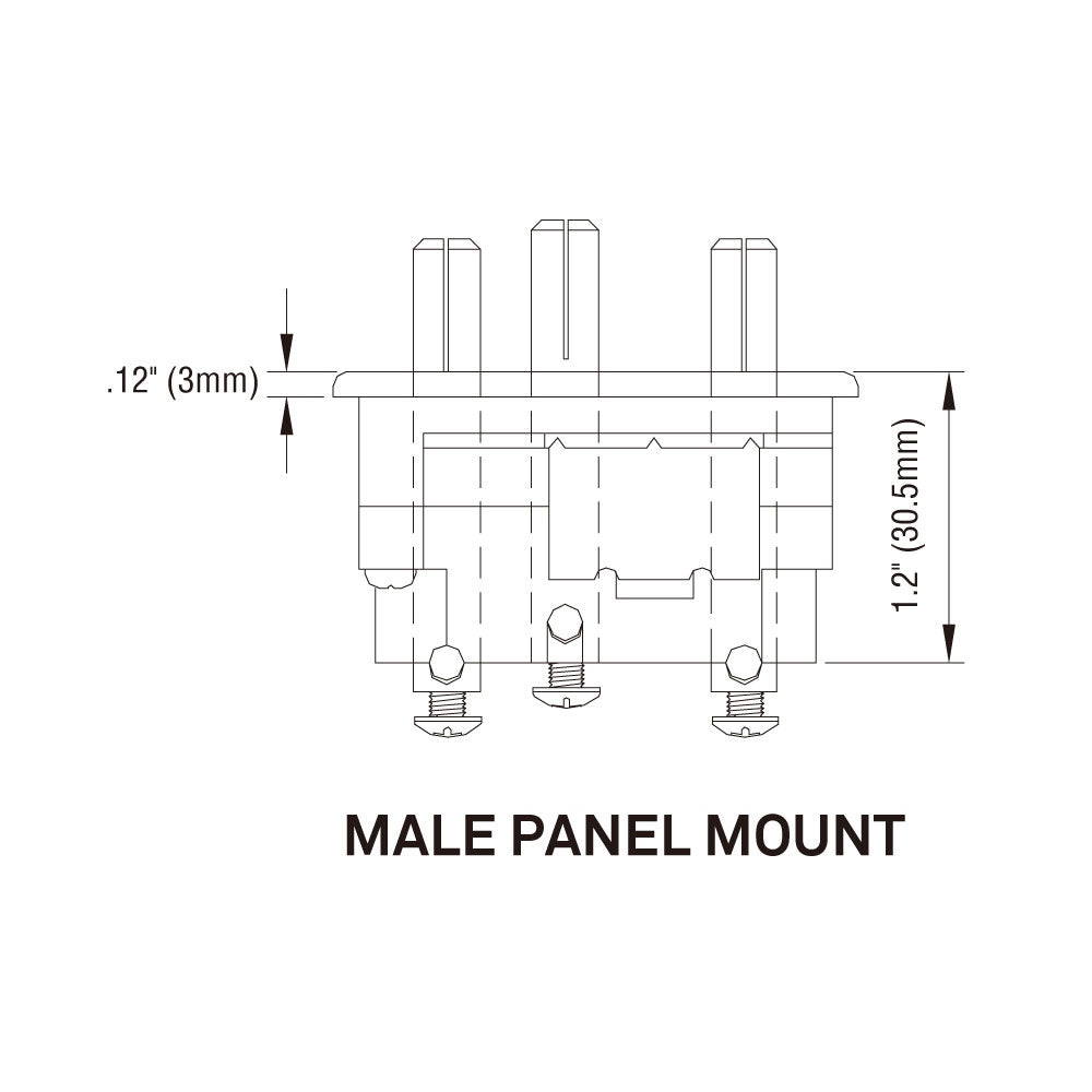 TSP-20SM - Panel-Mount / Surface Male, contact pin detail