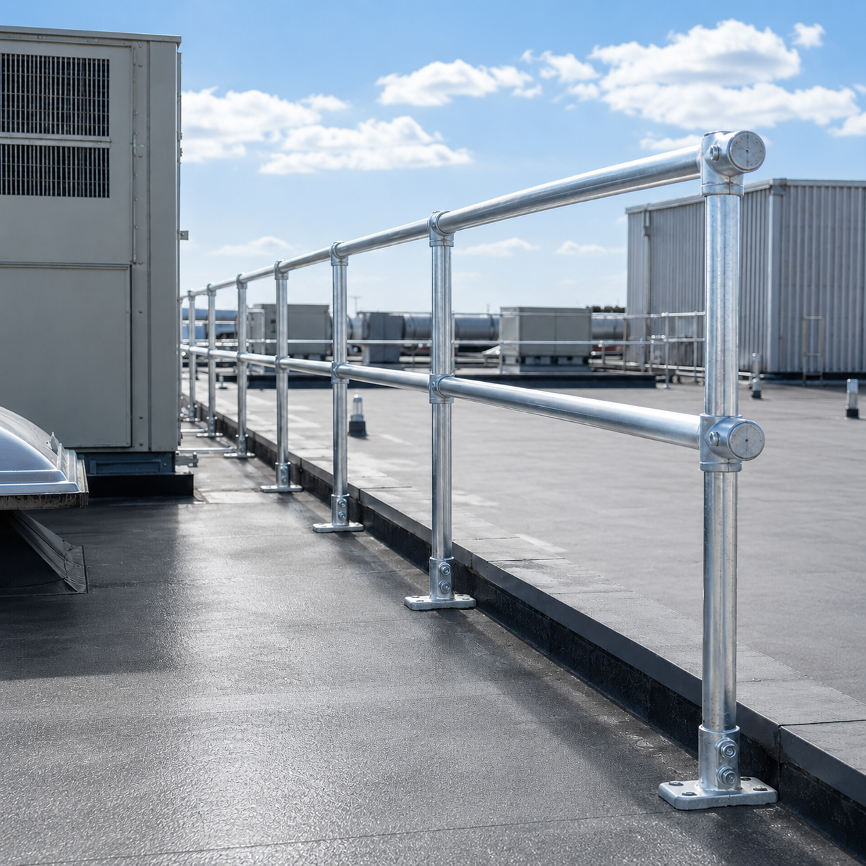 Temporary structures and guardrail systems