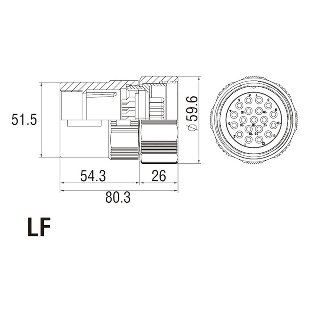 WPC-5219LF - Line Female, contact pin detail