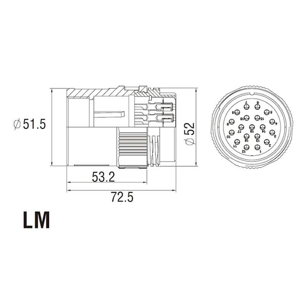 WPC-5219LM - Line Male, contact pin detail